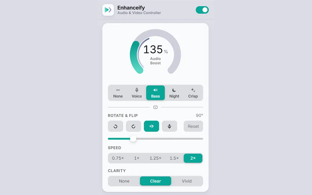 Enhancify audio boost set to 135 percent